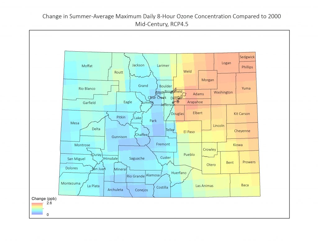 Ozone Emissions Map - Moderate Scenario